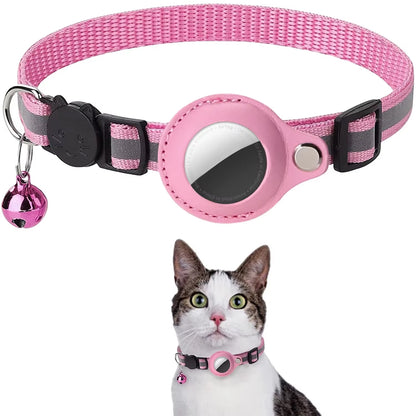 Cat Airtag Holder Collar Breakaway Reflective Strips Adjustable Kitten Collar Waterproof Cat Bell Collar Pet Air Tag Case Pets