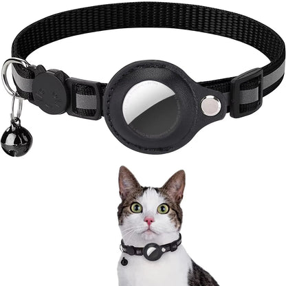 Cat Airtag Holder Collar Breakaway Reflective Strips Adjustable Kitten Collar Waterproof Cat Bell Collar Pet Air Tag Case Pets