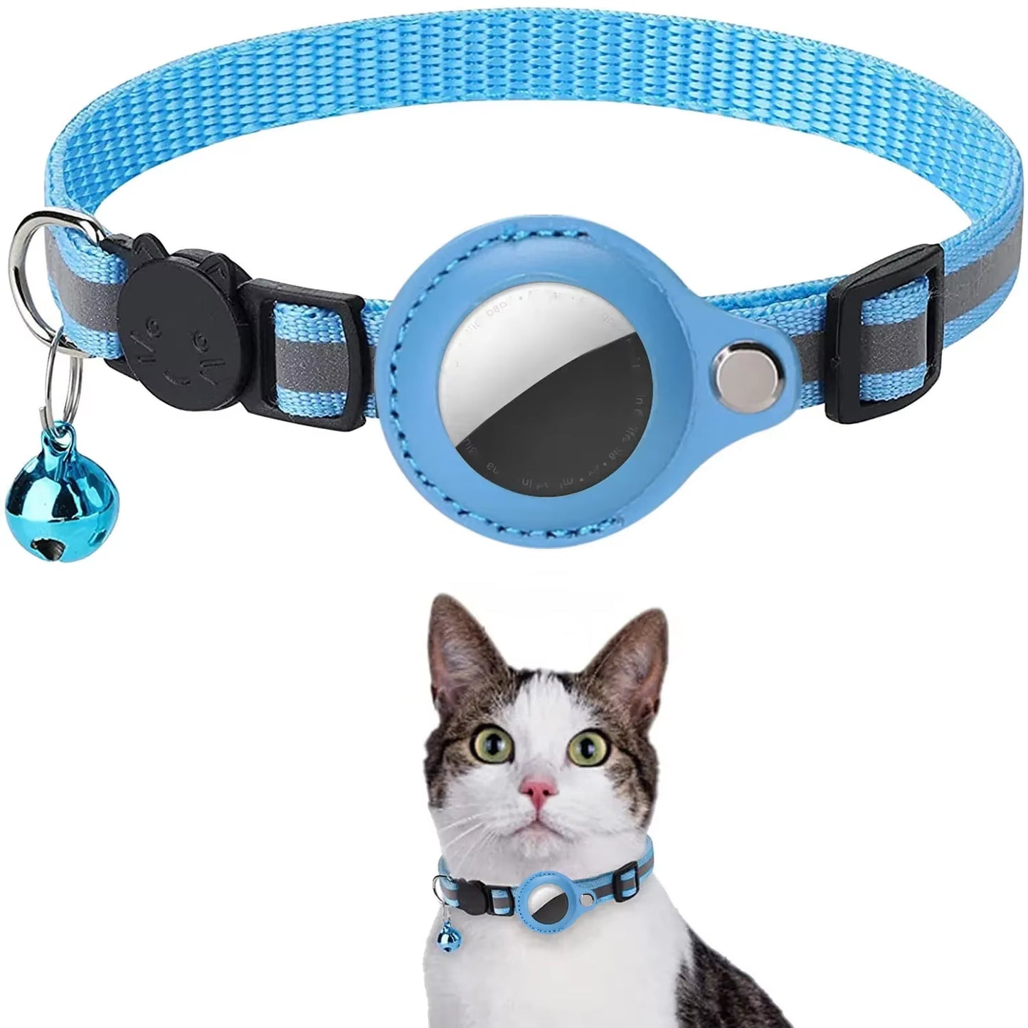 Cat Airtag Holder Collar Breakaway Reflective Strips Adjustable Kitten Collar Waterproof Cat Bell Collar Pet Air Tag Case Pets